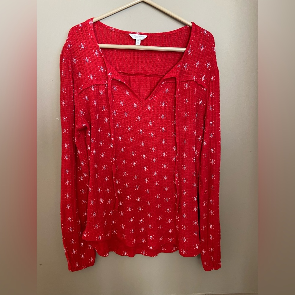 Lucky Brand M long sleeved boho top, pullover.